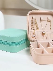 Jewelry Storage Box Portable Travel Zipper Bag Earrings Rings Necklace Jewelry Storage Box