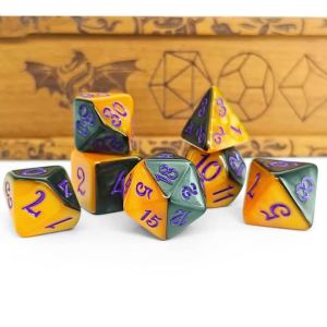 Bộ Xúc Xắc Halloween Gemini 7 Món Hai Màu Cam Đen Mực Tím Dùng Cho Trò Chơi Nhập Vai TTRPG Phụ Kiện Chơi Game Trang Trí