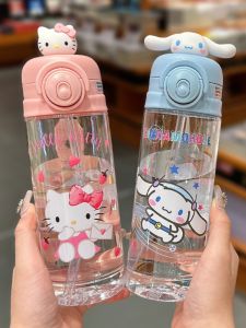 Sanrio Hello Kitty Dual Drinking Childrens Water Cup Straw Cup Girls Students School Special Water Bottle New Summer Model