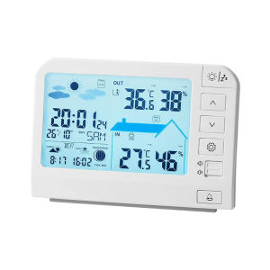 Indoor Outdoor Weather Station Clock Color Screen LCD Electronic Digital Temperature Humidity Meter Thermometer Hygrometer