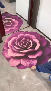 Carpets Elegant Floral Rose Pattern Non-Slip Area Rug for Living Room and Bathroom Decor