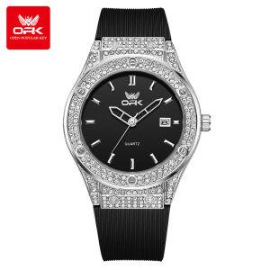 OPK Watch For Women Waterproof Original Diamond Silicone Strap Calendar Korean Fashion Elegance Luxury With Gift Box