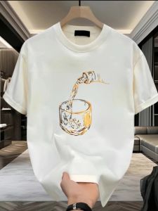 Áo Thun Cotton Tay Ngắn Dáng Rộng Cổ Tròn in Họa Tiết Mùa Hè Thường Ngày Thoáng Khí Thoải Mái Thời Trang Nam