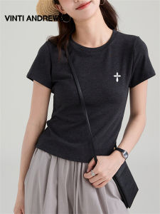 Regular Shoulder Round Neck Women Casual Loose Short T-shirt