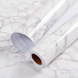 Glossy Marble Paper Granite Gray/white Roll Kitchen Countertop Cabinet Furniture Refurbished PVC Wallpaper