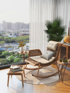 Modern Simplicity Outdoor Courtyard Balcony Rocking Chair Recliner Wicker Furniture Plant Vine Casual Leisure Swinging Chair