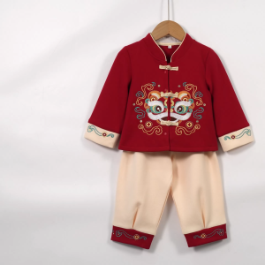 Chinese Costume for Baby Boy Red Tang Suits New Year Hanfu Lion Dance Full Moon Birthday Clothes