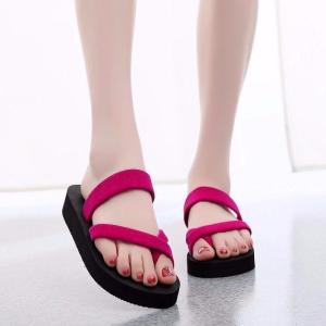 Thick Heel Sandals Womens Flip Flops Summer Korean Style Beach Casual Flat Heel EVA Material Outdoor Wear for Students