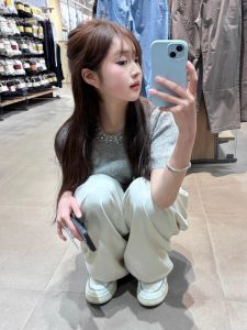 Lushmiu Spring Diamond Knit Sweater Short Sleeve T-Shirt Womens Loose Wide Fit Cotton Pullover Casual Work Clothing