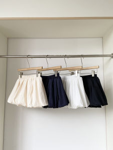 White Flower Bud Half Skirt Womens Summer High Waist A-Line Slimming Anti-Light Fluffy Short Skirt Commute Polyester Fiber