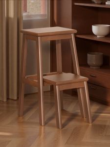 Solid Wood Folding Ladder Chair Indoor Stair Climbing Steady Ascension Multi-Functional Dual Use Home Foldable Ladder Chair