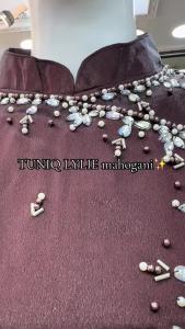 (FREE HIJAB) Kebaya bahan Satin payet model belah full puring terbaru-Green Z Store