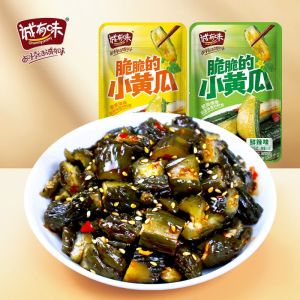 The taste of the crunchy small cucumber fresh spicy sour and sweet food under the small package bag open bag instant casual snacks