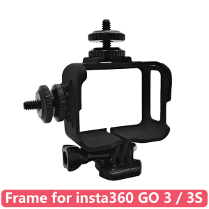 Protective Frame Case with 2PCS Aluminum Alloy Hot Shoe Adapters for insta360 GO 3 / GO 3S Durable Lightweight Case Accessories