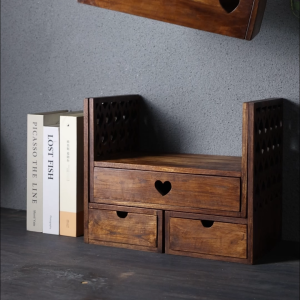 ไม้เนื้อแข็งกลวงออกแกะสลักกล่องกระดาษดึงโต๊ะพับชั้นวางหนังสือขนาดเล็กไม้เนื้อแข็งสร้างสรรค์กล่องกระดาษทิชชูมัลติฟังก์ชั่น