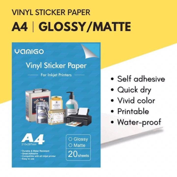 Printable inkjet Vinyl Sticker Paper A4 glossy matte waterproof | Lazada PH