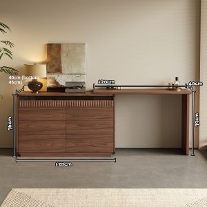 Retro Style Multi-Function Dressing Table Walnut Wood