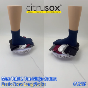 CITRUSOX Men Tabi 2Toe Ninja Cotton Basic Crew Long Socks (25-28 cm fits EU 41-45) #1319