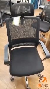 เก้าอี้สำนักงานมีล้อ พนักผิงสูงตาข่าย สีดำ ขนาด76*50*47 ซม.