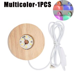 Wood Desktop Decorative Lights Light Base Night Light Wooden Led Usb Display Light Display Stand Lamp Holder Lamp Art Ornament