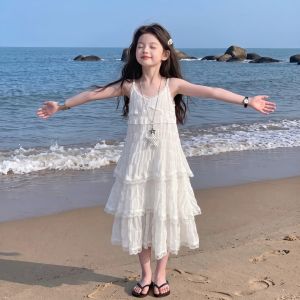 SHANGLEXIONG | Đầm Trắng Mid-length Mới Phổ Biến Cho Bé Gái Mùa Hè