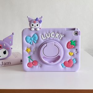 Mesuca | Cute 3D Cartoon Kuromi Silicone Tablet Protective Case For IPad A16 Air 1 2 3 4 5 Mini 6 10.9 Pro 11 9 8 7th 11 inch Child Case