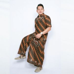 Baju batik pria dewasa setelan sarung celana batik wisanggeni solo motif gordo sogan