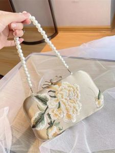 Túi Xách Tay Lụa Thêu Họa Tiết Dân Tộc Trung Hoa Túi Xách Dự Tiệc Cho Phụ Nữ Trẻ Túi Xách Mềm Hình Hộp Nhỏ Họa Tiết Hoa