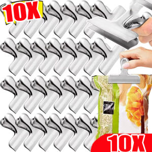 10Pcs T Shape Food Bag Clips / Document Bag Sealer Clip / Stainless Steel Storage Clamps / Fresh-keeping Storage Kitchen Gadgets / Sealing Pocket Clamps