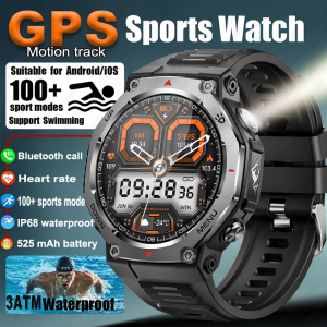 2026 New T-Rex 3 Military Grade Sports Smart Watch GPS Motion Track 3 ATM Waterproof Heart Rate HD Bluetooth Call Smartwatch Men