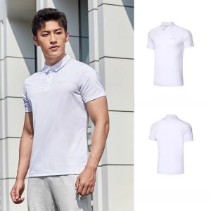 Li-Ning Mens Polo Shirt Quick Dry Short Sleeve Turn-down Collar Fitness Sportswear Breathable Moisture Wicking Casual Shirt
