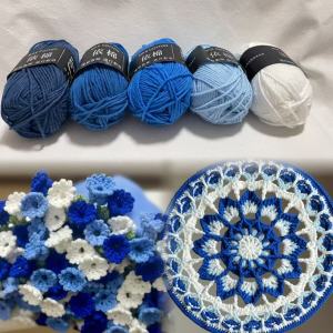 5pcs Blue Series Yarn Milk Cotton Yarn Combination Crochet Knitting Yarn Set for Handmade DIY Crafts Sweater Scarf Knitting