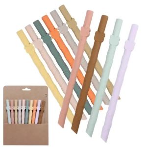 10-pack of Reusable Colorful Silicone Straws Easy-to-clean Straight Straws Creative Household Childrens Milk Tea Food-grade