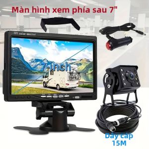 Màn Hình Giám Sát Ô Tô 7 Inch Với Camera Lùi 4 Chân Cáp 15m Dành Cho Xe Tải Rơ Moóc Đỗ Xe Camera Lùi LED Chịu Lực Cao 12-24V