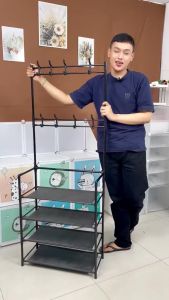 Rak Gantung Multifungsi 3 in 1 dengan Rak Penyimpanan dan Rak Sepatu untuk Baju Tas & Topi