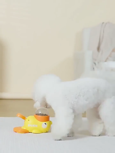 Rubvrenti Automatic Pet Feeder Little Yellow Duck Dog Press Feeding Toys Snack Freeze-drying Distributor Toys