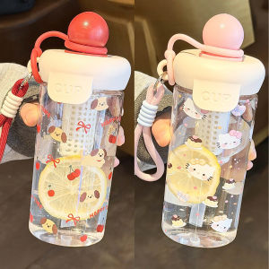 Float Straw Cartoon Portable Large Capacity Plastic Water Bottle