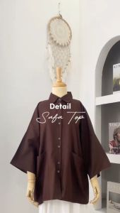 Safa Blouse Top Atasan Kemeja Wanita Oversize Basic Polos Matt Linen Premium OOTD Fashion Remaja Casual Daily Terlaris