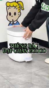Thùng rác đạp chân ECOCO nắp kín chống mùi thế hệ mớitích hợp chế độ tự động đóng gói hiện đạinắp đóng chậm thông minh