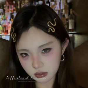 กิ๊บติดผมรูปงูสุดเก๋ไก๋สไตล์ยุค Y2K กิ๊บติดผมด้านข้างสไตล์สตรีทแวร์สีดำ กิ๊บติดผมด้านข้างสำหรับผู้หญิงที่มีผมยาว