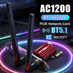 Fenvi | WiFi 5 AC1200 PCI-E Wireless Adapter RTL8822CE BT 5.1 Dual Band 2.4G/5GHz 802.11AC Network Wi-Fi Card For Desktop Windows 10/11
