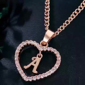 Customizable Love Pendant Necklace with Zircon - Initial Jewelry 26 Letter Personalized Gift for Men And Women
