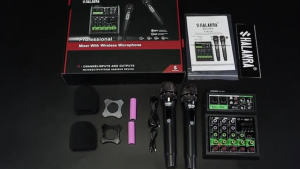 SHALANRA M4S PRO Audio Mixer 4 Channel with Wireless Microphone USB Studio Mixer Bluetooth REC DJ Console Mixing for bar