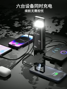 SG 22.5W 100000mAh Fast Power Bank + Camp Light | 4 Cables6X Fast Charge | SG Stock(Beige/Black)