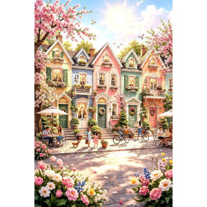 Houses Trees Street Jigsaw Puzzle 500/1000/1200/2000PCS DIY Craft Hobby Relaxing Game Home Decor Gift