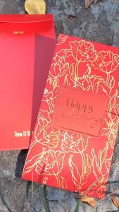 Phong bì lì xì hỷ Happy Wedding - mẫu lì xì bưng quả họa tiết phong cách hiện đại kết hợp truyền thống