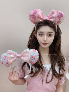 Shiny Sequin Super Large Bow Knot Hairband Womens High Fashion Summer Versatile Outdoor Amusement Park Hair Clip