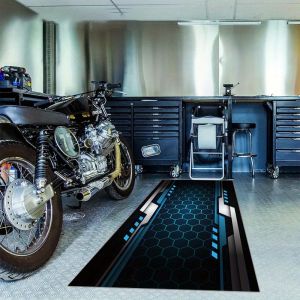 VIKAMA Motorcycle Garage Floor Mat Racing Display Mat Oil Resistant Wear Resistant Carpet for Workshop Corridor Home Decor