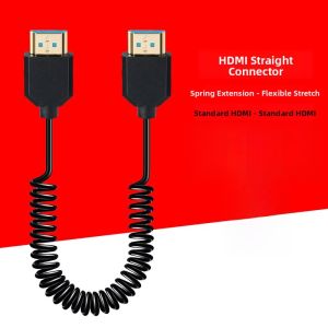 Mini HDMI to HDMI Spring Line Soft Retractable Camera to Monitor Short 8K Micro Adapter Cable Digital Audio Video Cable