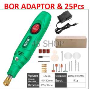 Bor Mini 12V DC 15000 RPM Mini Drill Electric Engraver Grinder Gerinda Electrik Listrik / Alat Ukir Kayu /Alat Amplas / Alat Pemotong